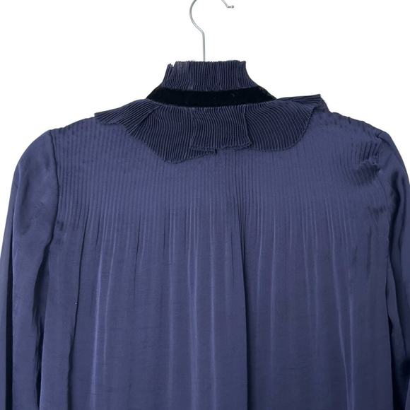 Diane Von Furstenberg DVF Jonquille Pleated High Neck Ruffle Blouse (4) - Picture 9 of 15